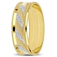 thumbnail image 2 of Men's 6mm Ribbed and Striped Curved Wedding Band in 14k Yellow Gold, 2 of 5