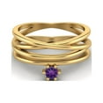 thumbnail image 2 of 3mm Round Purple Amethyst 925 Sterling Silver Gold Vermeil Twisted Valentines Day Gifts Ring, 2 of 4