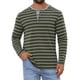 thumbnail image 1 of Camisetas Henley de Rayas de Colores Contrastantes de Manga Larga Casual para Hombre L Verde Oscuro, 1 of 6