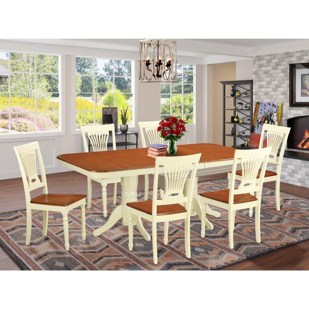 East West Furniture 5Piece Dining Table SetFinishButtermilk & Cherry