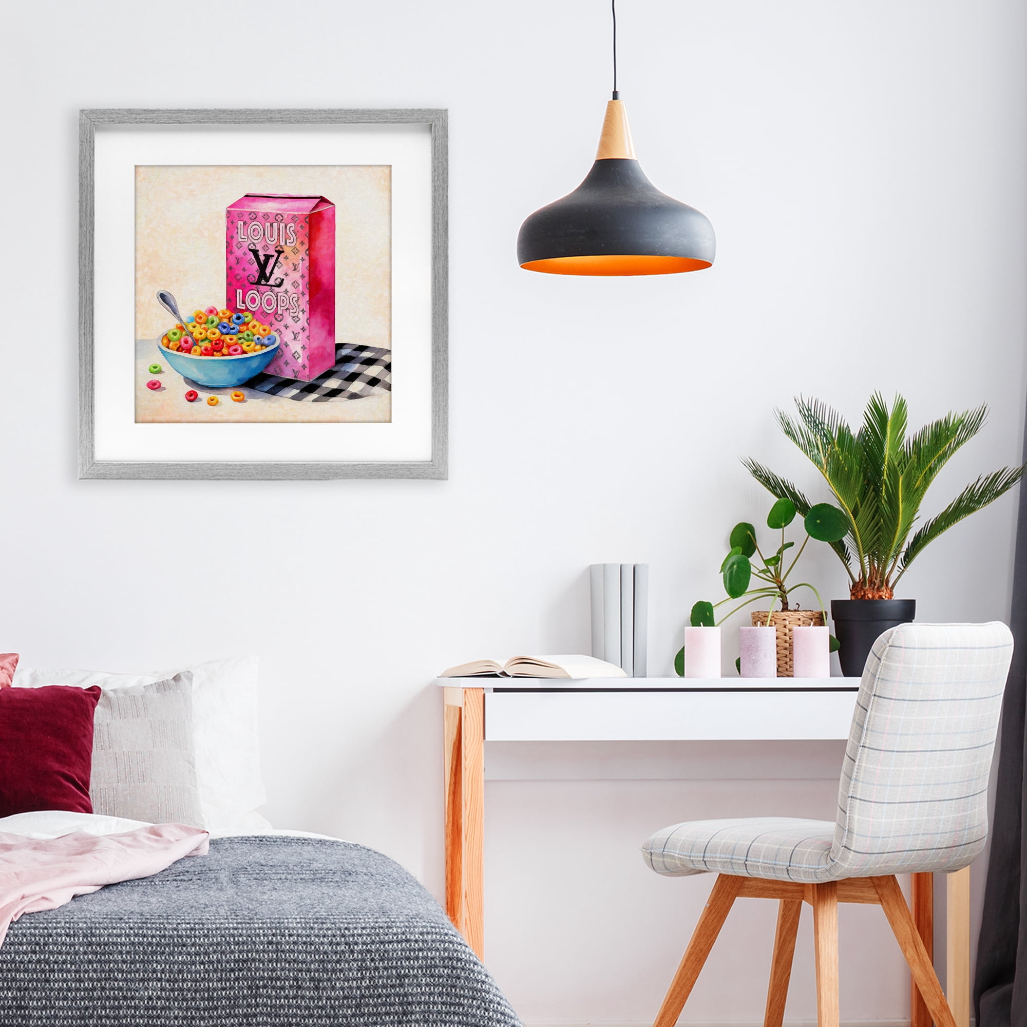 Stupell Industries Fashion Loops Cereal Gray Framed Print Under Glass, design by Grotto Studios