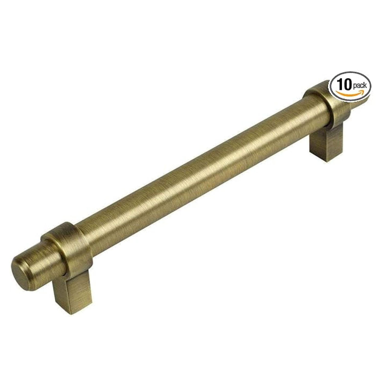 10 Pack 161-128BAB Brushed Antique Brass Cabinet Bar Handle Pull - 5" Inch (128mm) Hole Centers