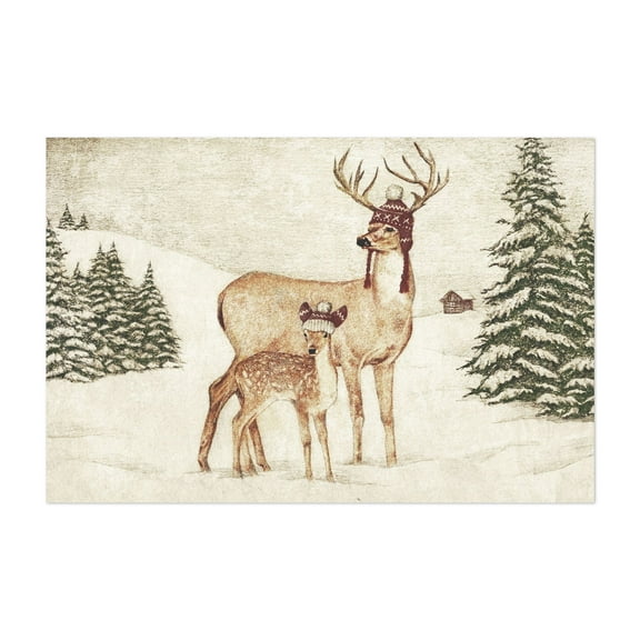 December - Drawing Winter Snow Forest Rustic Nature Scenic Unframed Wall Art Print 5 x 7 inches