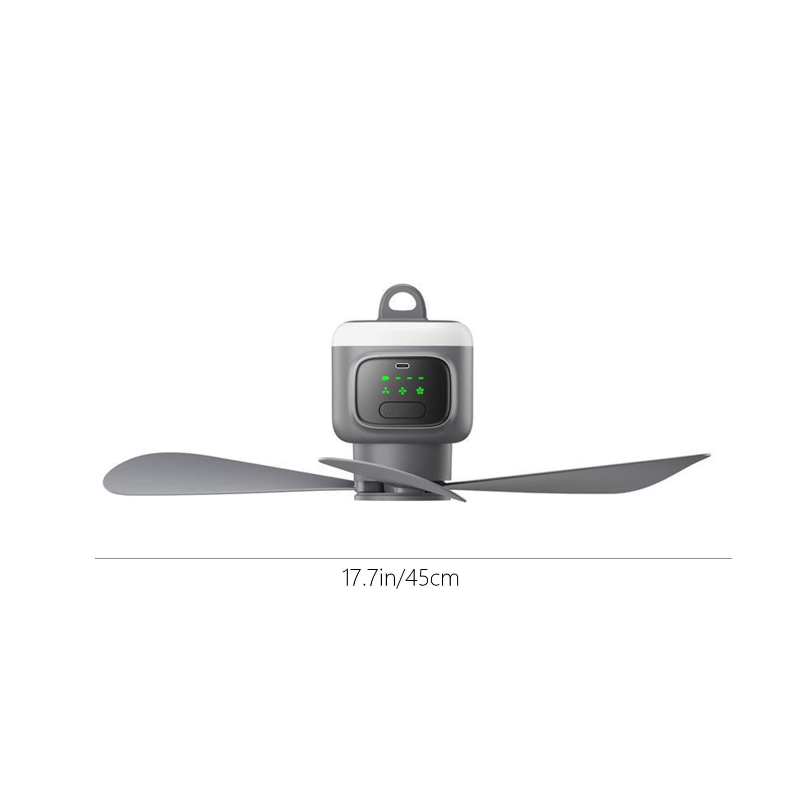 Loyerfyivos Battery-Powered Ceiling Fan with Light, 17.7-Inch Outdoor Fan with Remote Control, 12,000mAh Rechargeable, Quiet 3+1 Speed Modes, Timer Function & 30H Runtime for Tent, Patio, Camping