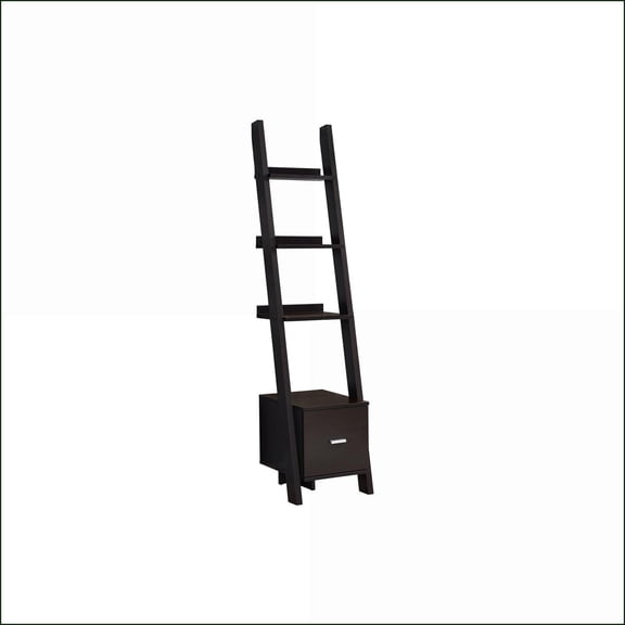 Bookshelf | Sleek Contemporary 69"H with Fixed Shelves & Drawer | Espresso | Particle Board