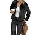 thumbnail image 3 of Cropped Faux Fur Jacket Long Sleeve Open Front Cardigan Casual Parka Short Coat, 3 of 8