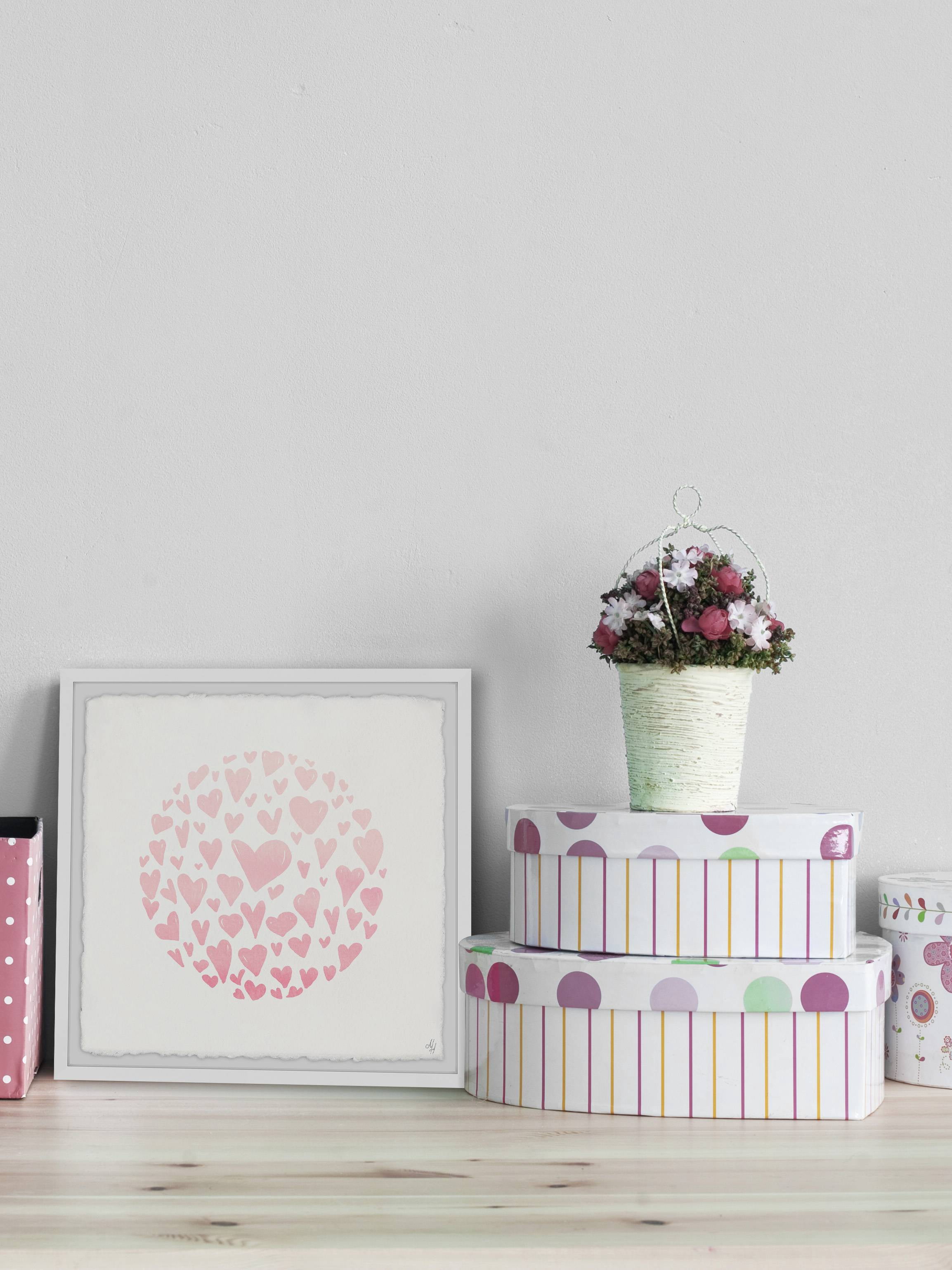 Marmont Hill Pink Circle Hearts Framed Wall Art