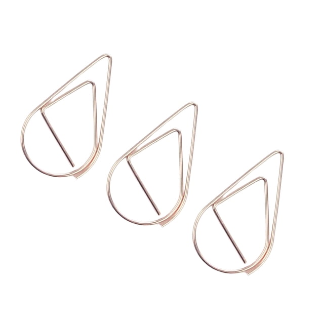 Kearding 50 clips de papel pequeños con forma de gota de agua, abrazaderas de metal para el hogar, la oficina y la escuela, papelería simple Carpetas de archivos Oro rosa