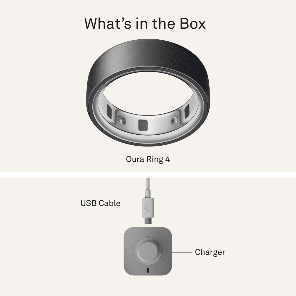 Oura Ring 4, Stealth, Size 8, Smart Wearable, Sleep, Fitness