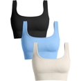 thumbnail image 1 of SURJDE Women's 3 Piece Medium Support Tank Top Ribbed Seamless Removable Cups Workout Exercise Sport Bra, 1 of 3