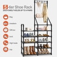thumbnail image 2 of 5-Tier Large Shoe Rack,Multifunctional Shoe and Coat Rack, Shoe Organizer with Hook Rack, Space-Saving Shoe Shelf for Entryway, Closet, Garage, Bedroom, Cloakroom, 2 of 8