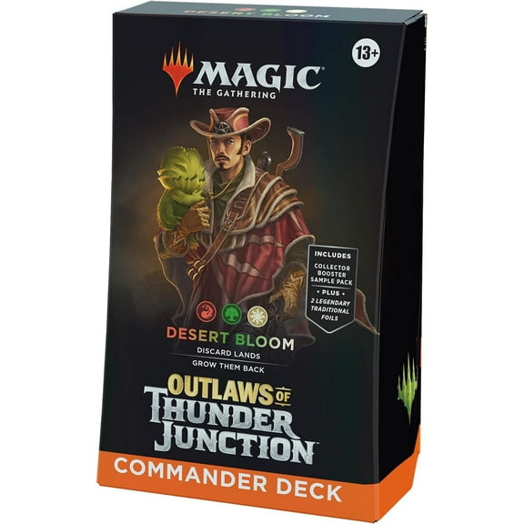 MtG Outlaws of Thunder Junction Desert Bloom Commander Deck (100-Card Deck, 2-Card Collector Booster Sample Pack   Accessories)