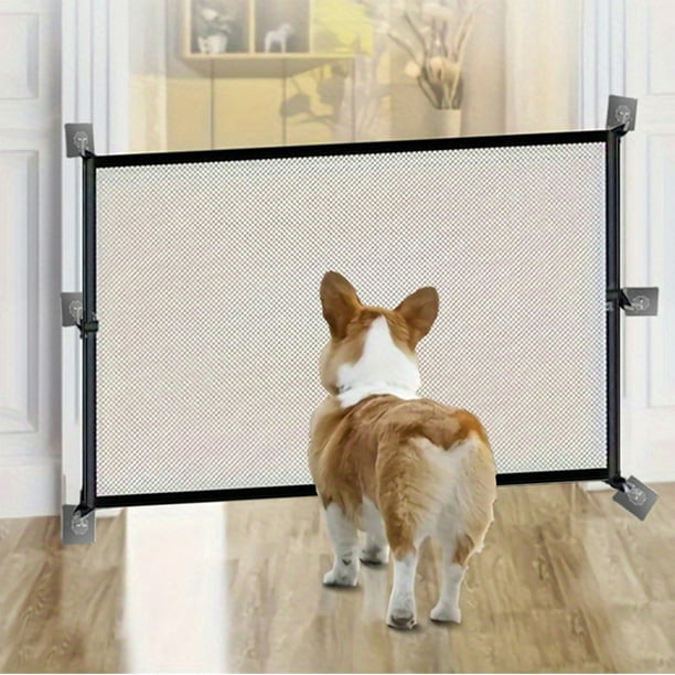 Puertas, red de aislamiento para mascotas, valla retráctil para perros y gatos, barrera plegable para mascotas, fácil montaje, estructura metálica, base de madera, ideal para sala de estar y