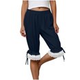 thumbnail image 6 of Hzzrkos Women Casual Fashion Solid Color Elastic‑Waist Loose Capri Pants With Pockets Relaxed‑Fit Trousers for Daily‑wear Home Outdoor Travelling, 6 of 9