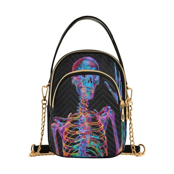 ALAZA Chain Crossbody Bags for Women Magic Skull Shoulder Handbag Phone Purse