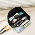 thumbnail image 4 of Iauyy Rhombus Cosmetic Bag with Handle Large Capacity Luxury Twill Travel Makeup Bag ,A Lemon and Flowers, 4 of 8
