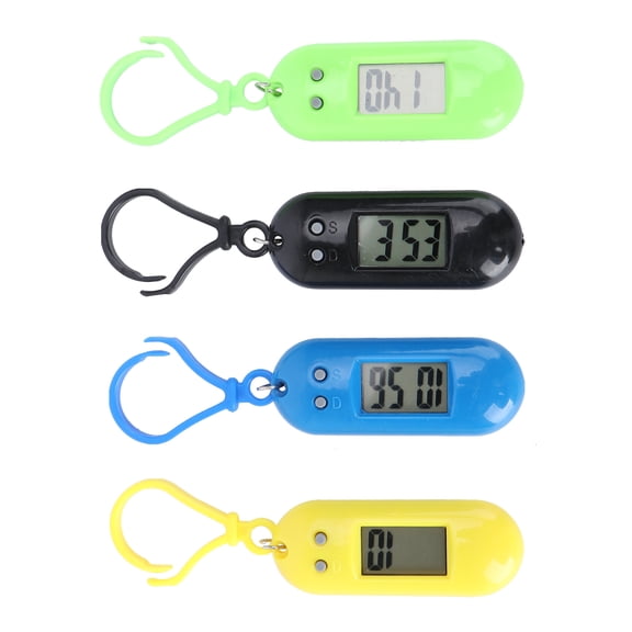 WRITWAA 4Pcs Round Keychain Pocket Watch for Kids Digital Timekeeping Portable