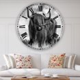 thumbnail image 2 of Designart 'Longhaired Scottish Bull' Large Cottage Wall Clock, 2 of 5