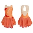 thumbnail image 3 of Miaeowve Robe de Patinage Artistique pour Filles Sans Manches avec Strass, Vêtements de Danse Ballet Performance Orange 16, 3 of 7