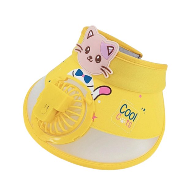 Sombrero de visera para niños Strade Fareast Limited con ventilador USB para el sol Amarillo
