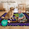 thumbnail image 4 of ODIKA 5'x7' Ultra-Soft Area Rug, Purple Green Abstract Botanical Motif Design Contemporary Art Style with Geometric Washable, Bare feet friendly, Silk-Touch for Bedroom Home office, 4 of 7