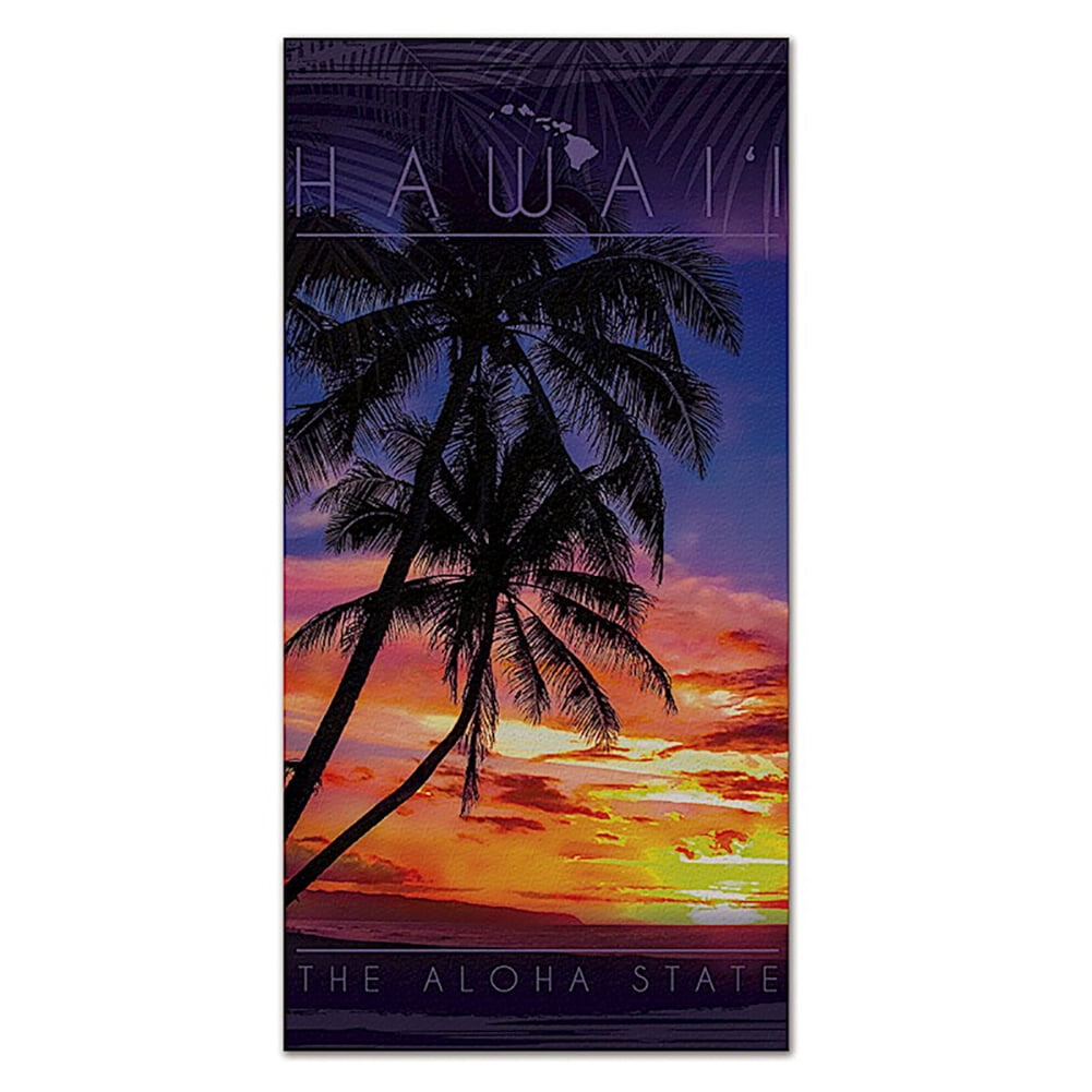 Hawaiian Beach Towels Sunset Palm Trees Aloha State 60"x30" Hawaii Black New 