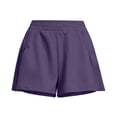 thumbnail image 2 of Only Moment Women's Casual Elastic Waist Lounge Shorts Polyester,Spandex Stretch Ankle Sweatpants for Golf, Athletic, Lounge, Travel, Work Yoga Shorts for Wowomen Purple,S, 2 of 5