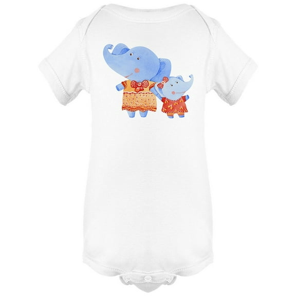 Elephant Mother & Baby Watercolo Bodysuit Infant -Image by Shutterstock,  6 Months