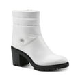 thumbnail image 2 of ALFANI Womens White Mixed Media Puffer Quilted Detailing Lug Sole Padded Belcalise Almond Toe Block Heel Zip-Up Booties 9 M, 2 of 4