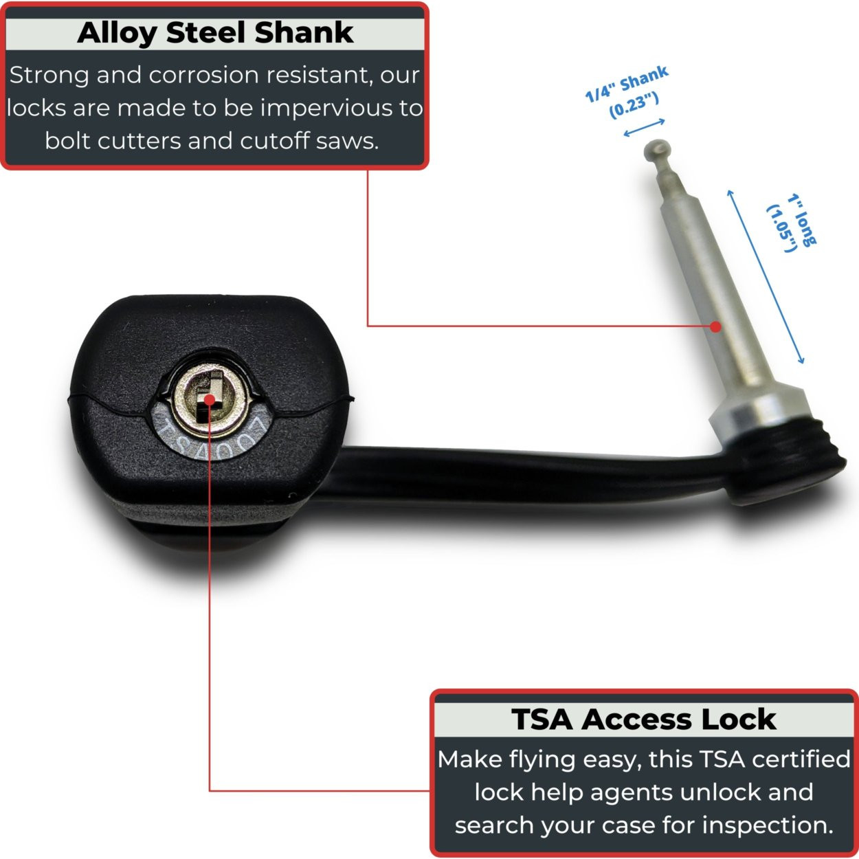 TSA Approved Gun Case Locks (2-Pack) - MonoShaft Cut-Resistant Hardened Steel Shackle - Green