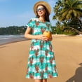 thumbnail image 4 of Balery Lobsters Of Turquoise Waves Vestidos sueltos de manga corta para mujer, vestidos de verano 2025, vestidos casuales de corte A con vuelo., 4 of 6