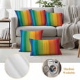 thumbnail image 4 of 2 Pack Outdoor Waterproof Throw Pillow Covers,Colorful Stripes Rainbow Decorative Square Pillow Case Patio Pillowcases for Chair Couch Sofa 16x16in, 4 of 9