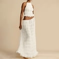 thumbnail image 4 of CHUMUD Dressy Skirt Sets for Women 2 Piece Outfits Summer Matching Set Sleeveless Halter Crop Tank Top Drawstring Maxi Skirts Casual Ruffle Evening Party Set, 4 of 7