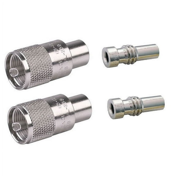 LOT OF 2 AMPHENOL PL-259 / UHF WITH RG59 REDUCERS CB RADIO COAX CONNECTORS