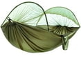 thumbnail image 2 of Hamaca con mosquitera, capacidad de carga de 300 kg, hamaca de tela de paracaídas ultraligera de secado rápido, con 2 mosquetones, 2 correas de bucle resistentes para jardín de camping al aire libre, verde militar Vhermosa HFP-0204, 2 of 7