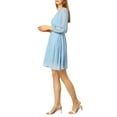 thumbnail image 5 of MODA NOVA Junior's Solid Color V Neck 3/4 Sleeve A-Line Casual Dress, 5 of 7