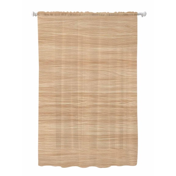 Sheer Curtains 63 Inch Length, Brown Wood Grain Semi Sheer Curtains Light Filtering Window Treatment, Retro Western Farmhouse Wooden Board Privacy Voile Drapes for Living Room Bedroom 52x63 Inch