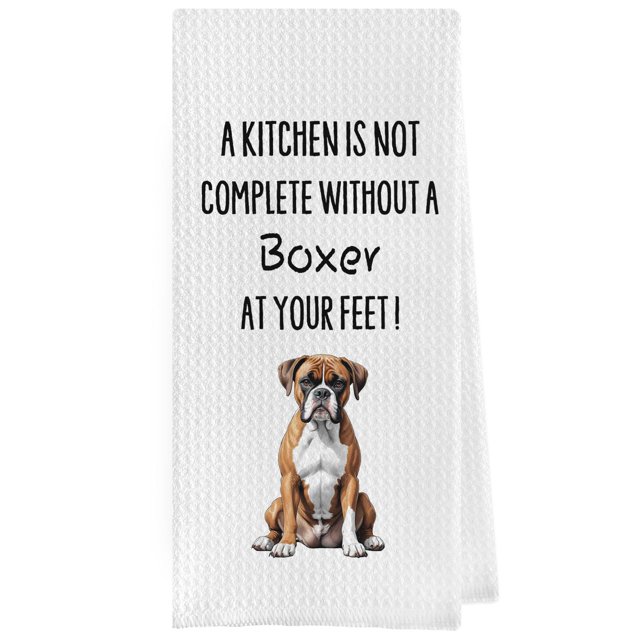 Paño de cocina Geqtt con perro Boxer, 41 x 61 cm, tejido waffle