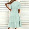 thumbnail image 6 of Admvng Womens Dress Tiered Solid V Neck Short Sleeve Casual Spring and Summer Comfy Dresses, 6 of 6