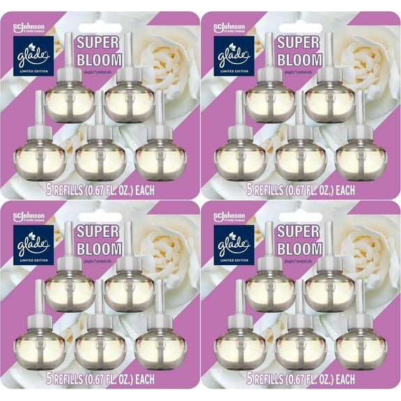 Glade Plug-Ins Scented Oil Air Freshener Refills, Super Bloom, .67 oz, 5 Ct -4Pk