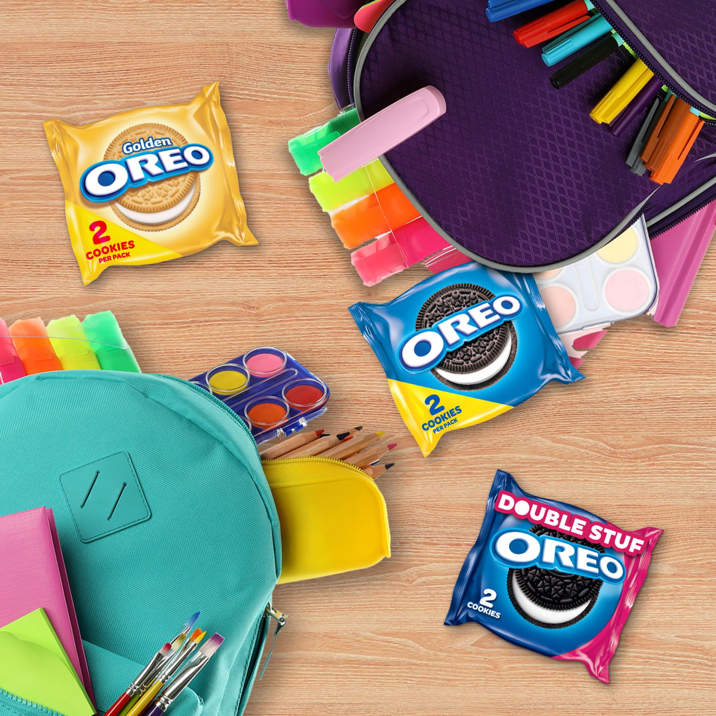 OREO, 20 Snack Packs (Individually Wrapped), 40 Cookies, School, Lunch, Birthday Party, Bulk Variety Pack of OREOs Original Chocolate & Double Stuf & Golden Vanilla Sandwich Cookies, 482 g