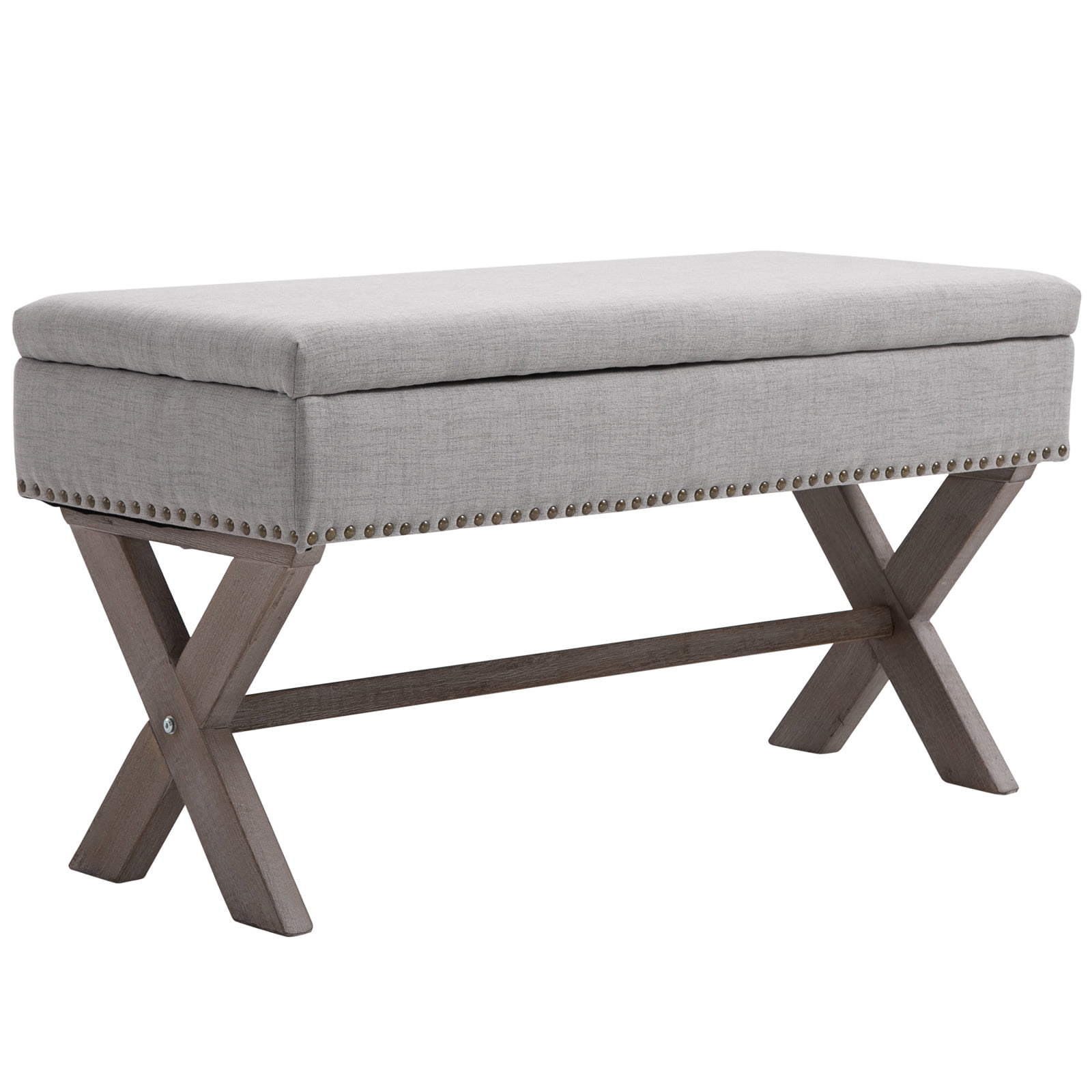 35.75" Rectangle Fabric Shoe Bench Storage Ottoman with Soft