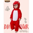 thumbnail image 6 of Joyfy Baby Dinosaur Costume for Toddler 3-4 Years, Red Hooded Zipper Pajama for Halloween Dress Up, 6 of 6