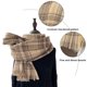 thumbnail image 3 of Bufandas suaves y cálidas de invierno para mujer, bufandas grandes con tacto de cachemira, ponchos clásicos a cuadros de color camello, chales largos de rejilla, 3 of 5
