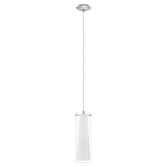 89832A-Eglo Lighting-Pinto - 1-Light Mini Pendants - Chrome Finish - Clear-White Glass Shade     -Traditional Installation