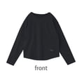 thumbnail image 2 of Olyvenn Women's T-Shirts Long Sleeve Casual Solid Crew Neck Fall Fashion Bottoming Home Solid Cotton Office Lady Tops Black XXXL, 2 of 7