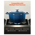 thumbnail image 3 of Enameled Cast Iron Dutch Oven, 6 Quart with Lid, Heavy Duty Cookware for Braising, Stewing, Roasting, Baking - Blue, 3 of 9