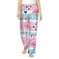 thumbnail image 2 of Lsque Pink Striped Flamingo Print Women's Pajama Pants, Lounge Pant - Comfortable Home Wear,Elastic Waistband, Stylish Design-Large, 2 of 9