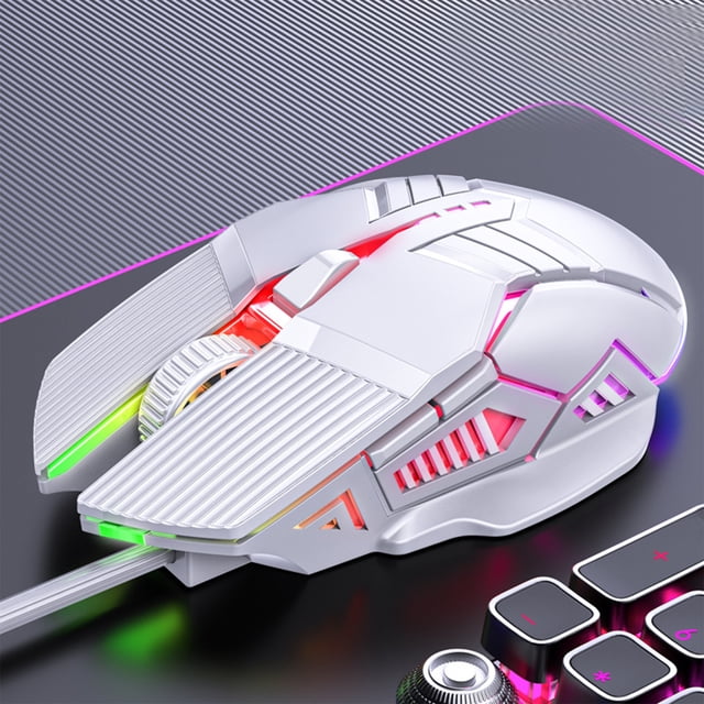 Gaming Mouse, Wired RGB Mouse, 4-Speed DPI Adjustment, Macro Programmable Buttons, USB Ergonomic Design, Customizable Lighting, Multi-Device Compatibility, PC Gaming Mouse