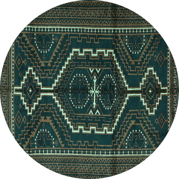 Ahgly Company Indoor Round Persian Turquoise Blue Traditional Area Rugs, 3' Round